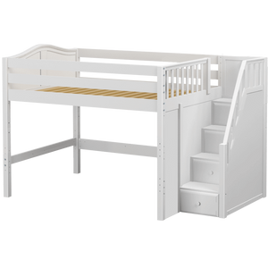 Maxtrix Full Mid Loft Bed with Stairs