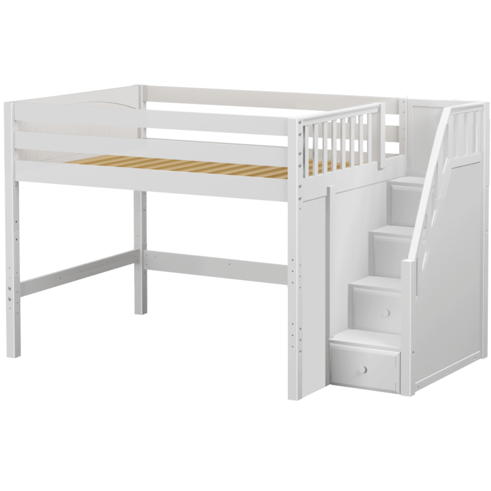 Maxtrix Full Mid Loft Bed with Stairs