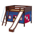 Maxtrix Full Medium Bunk Bed with Angled Ladder, Curtain + Slide