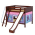 Maxtrix Full Medium Bunk Bed with Angled Ladder, Curtain + Slide