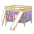 Maxtrix Full Medium Bunk Bed with Angled Ladder, Curtain + Slide