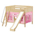 Maxtrix Full Medium Bunk Bed with Angled Ladder, Curtain + Slide