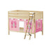 Maxtrix Twin Low Bunk Bed with Angled Ladder + Curtain