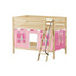 Maxtrix Twin Low Bunk Bed with Angled Ladder + Curtain