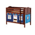 Maxtrix Twin Low Bunk Bed with Straight Ladder + Curtain