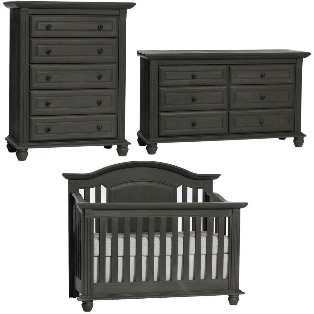 Centennial Hansford Lifetime Crib + Double Dresser + 5-Drawer Chest Set