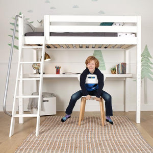 Maxtrix Twin High Loft Bed with Angled Ladder + Desk