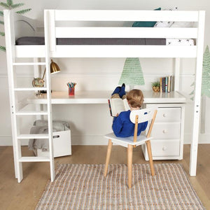 Maxtrix Twin High Loft Bed with Straight Ladder + Desk