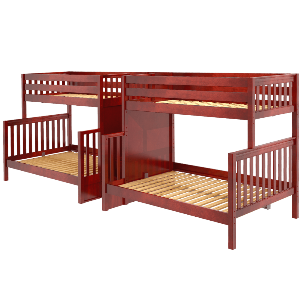 Maxtrix Twin XL over Full XL Quadruple Bunk Bed with Stairs