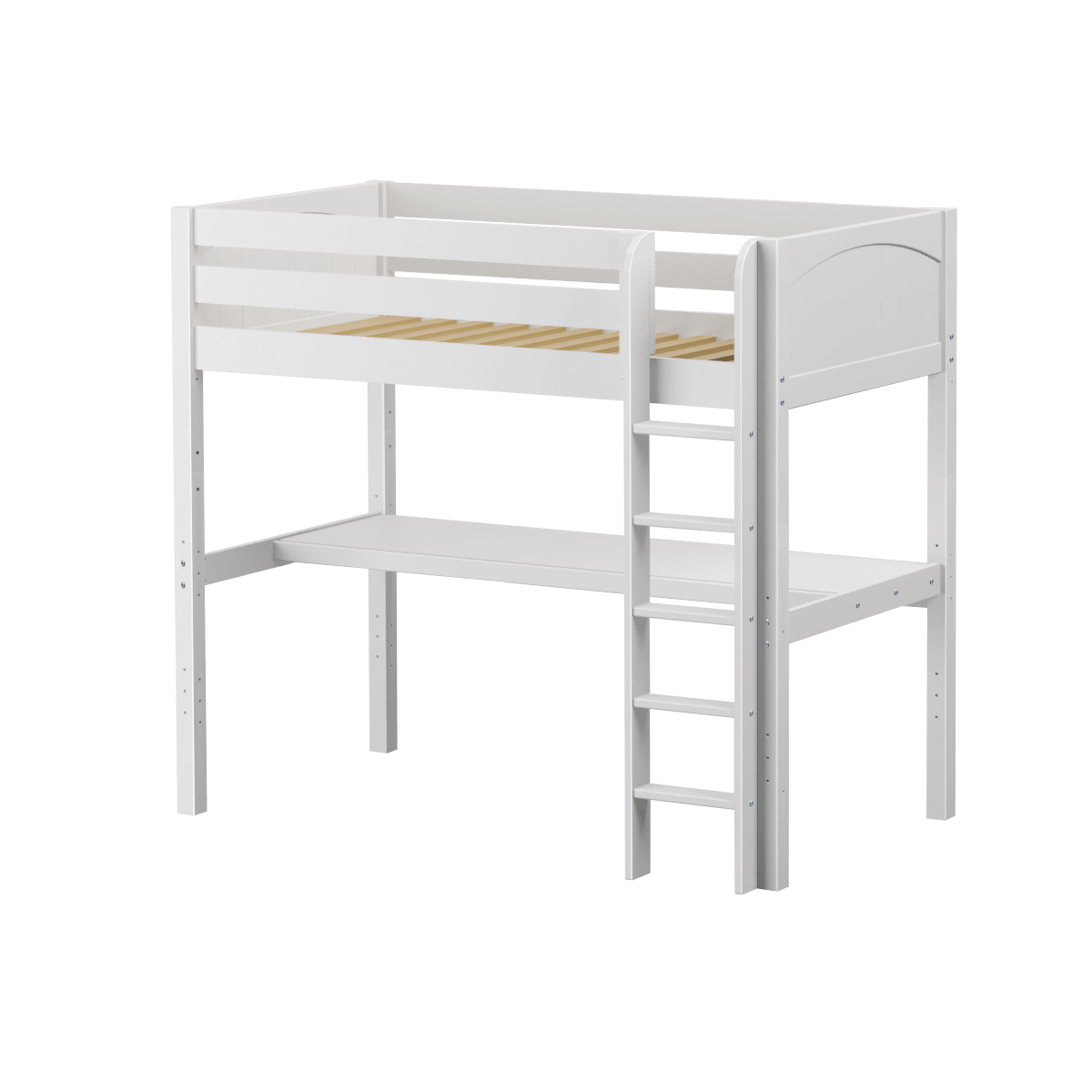 Maxtrix Twin High Loft Bed with Straight Ladder + Desk