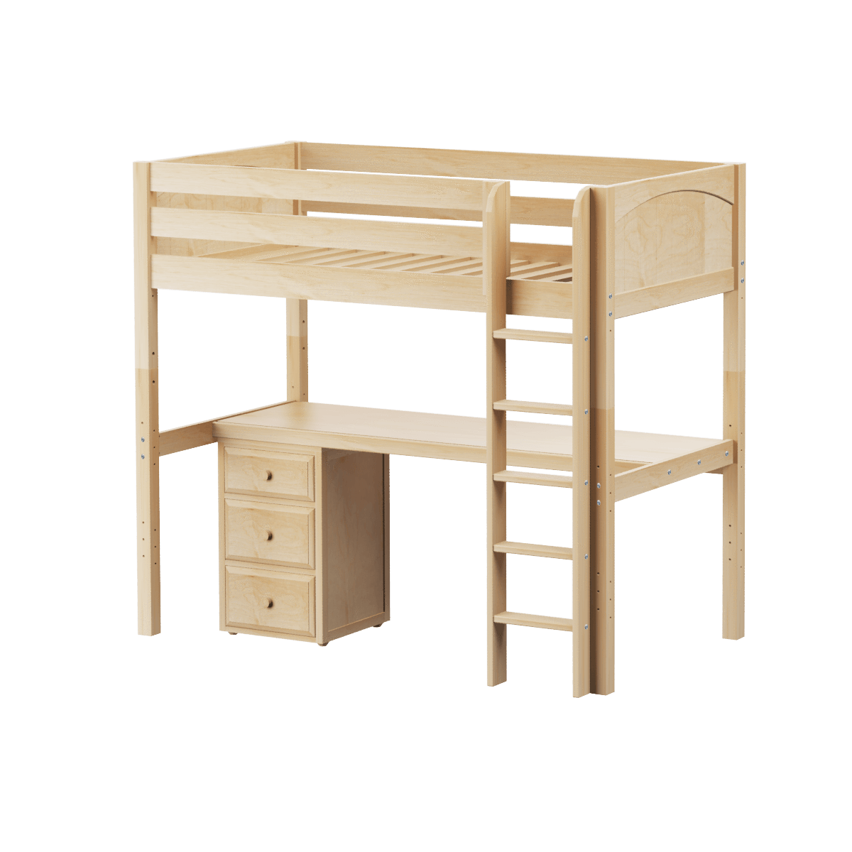 Maxtrix Twin High Loft Bed with Straight Ladder + Desk