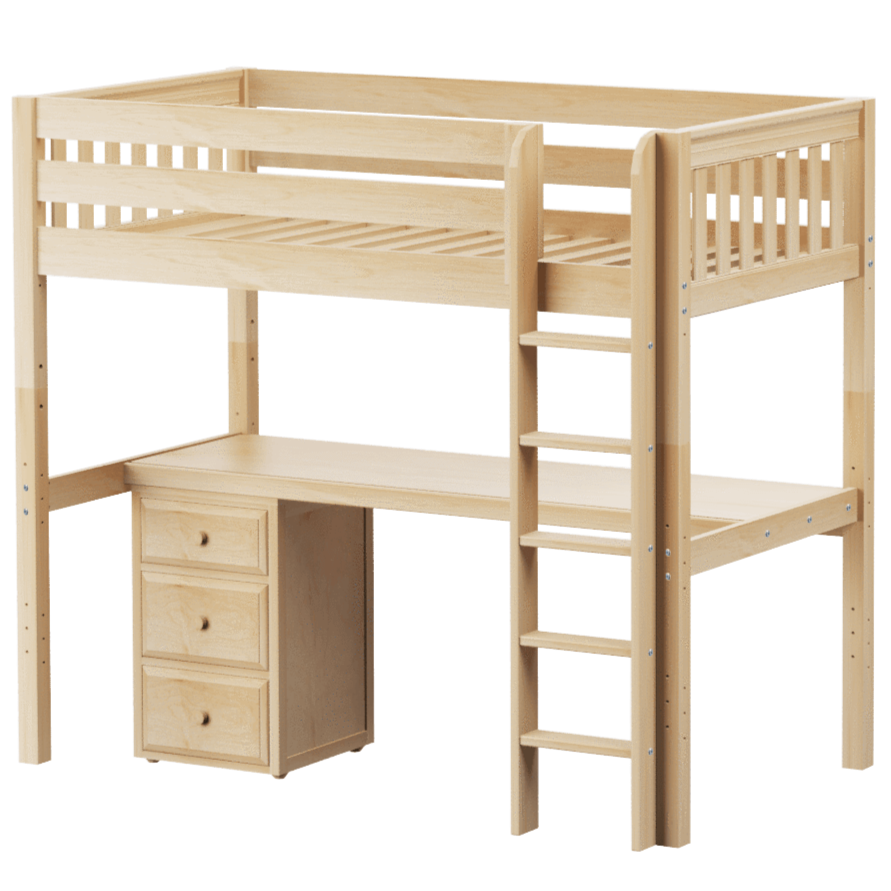 Maxtrix Twin XL High Loft Bed with Straight Ladder + Desk