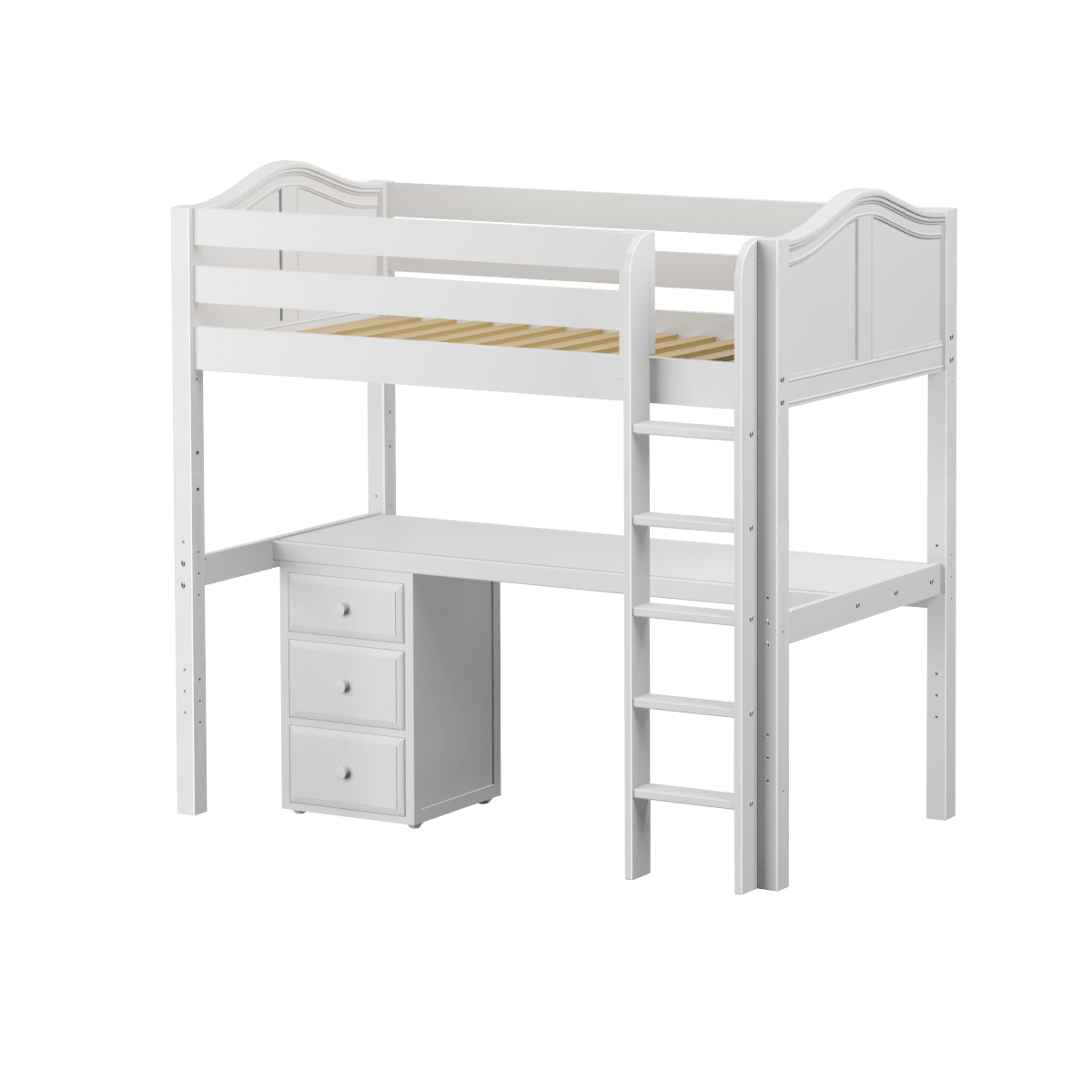 Maxtrix Twin High Loft Bed with Straight Ladder + Desk