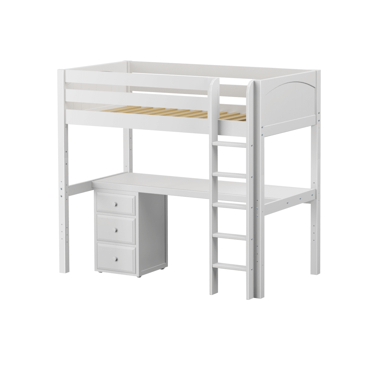 Maxtrix Twin High Loft Bed with Straight Ladder + Desk