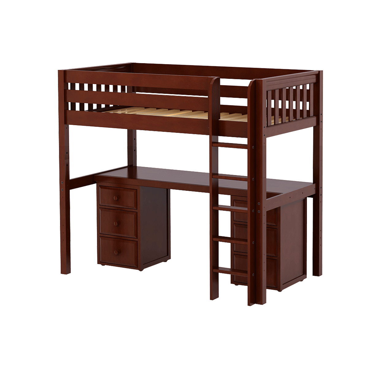 Maxtrix Twin High Loft Bed with Straight Ladder + Desk