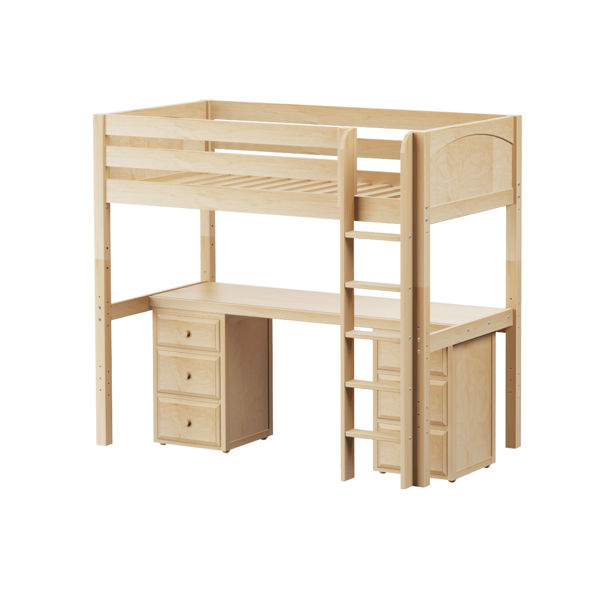 Maxtrix Twin High Loft Bed with Straight Ladder + Desk