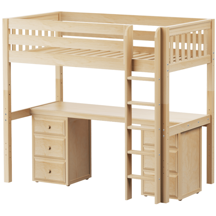 Maxtrix Twin High Loft Bed with Straight Ladder + Desk