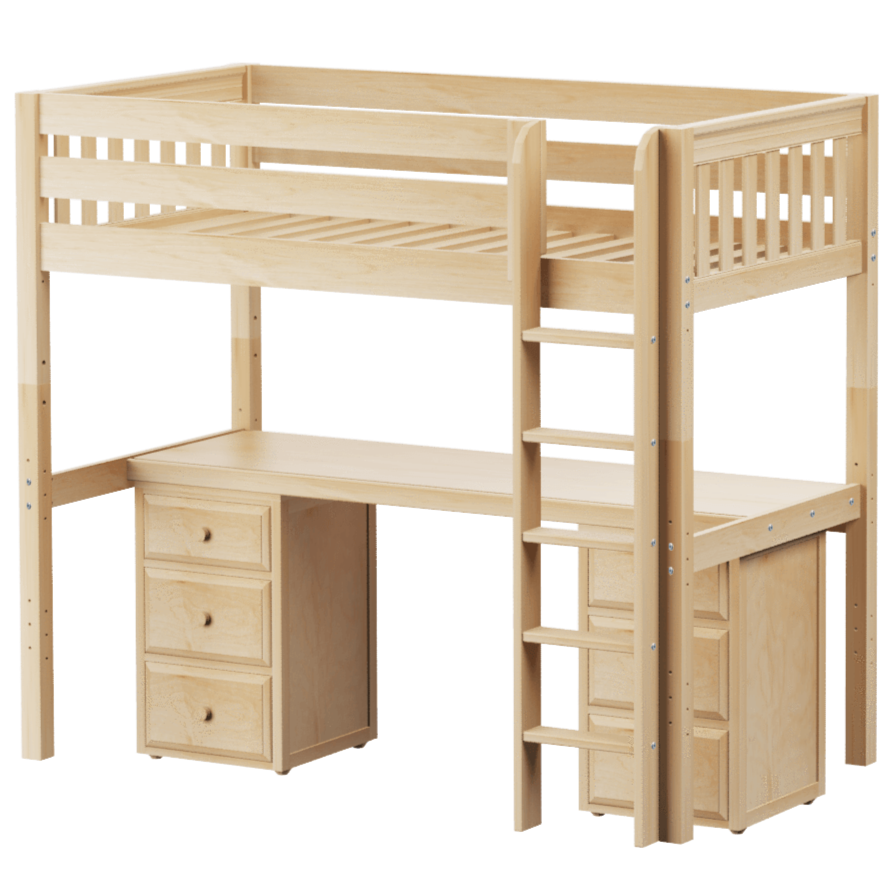 Maxtrix Twin XL High Loft Bed with Straight Ladder + Desk