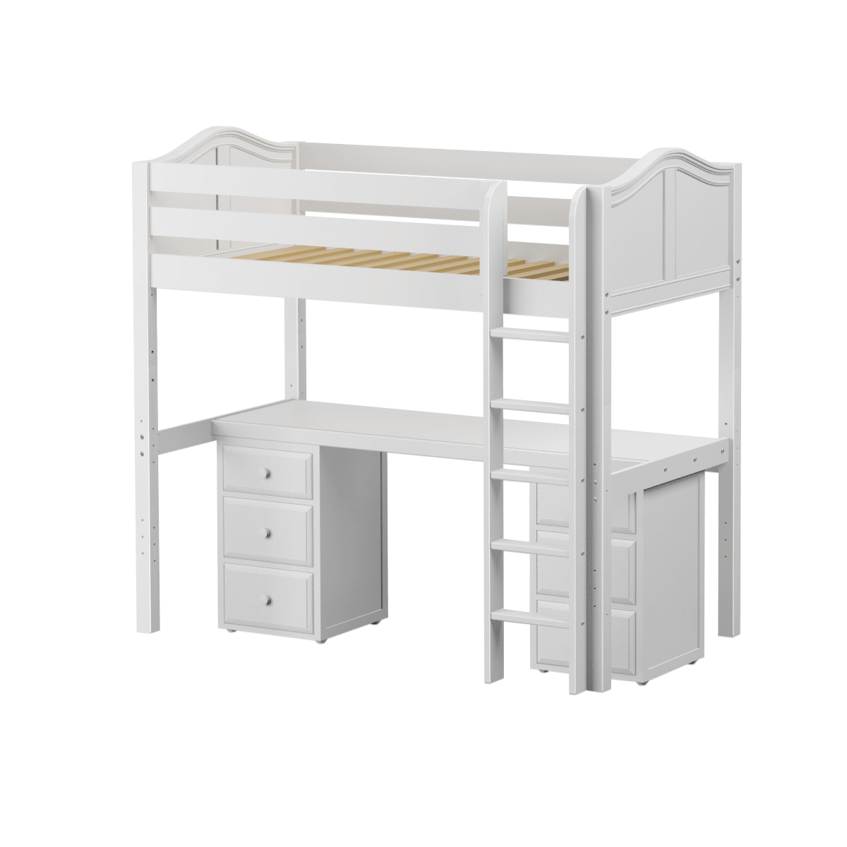 Maxtrix Twin High Loft Bed with Straight Ladder + Desk