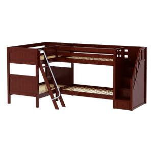 Maxtrix Twin Medium Corner Bunk Bed with Ladder + Stairs - R