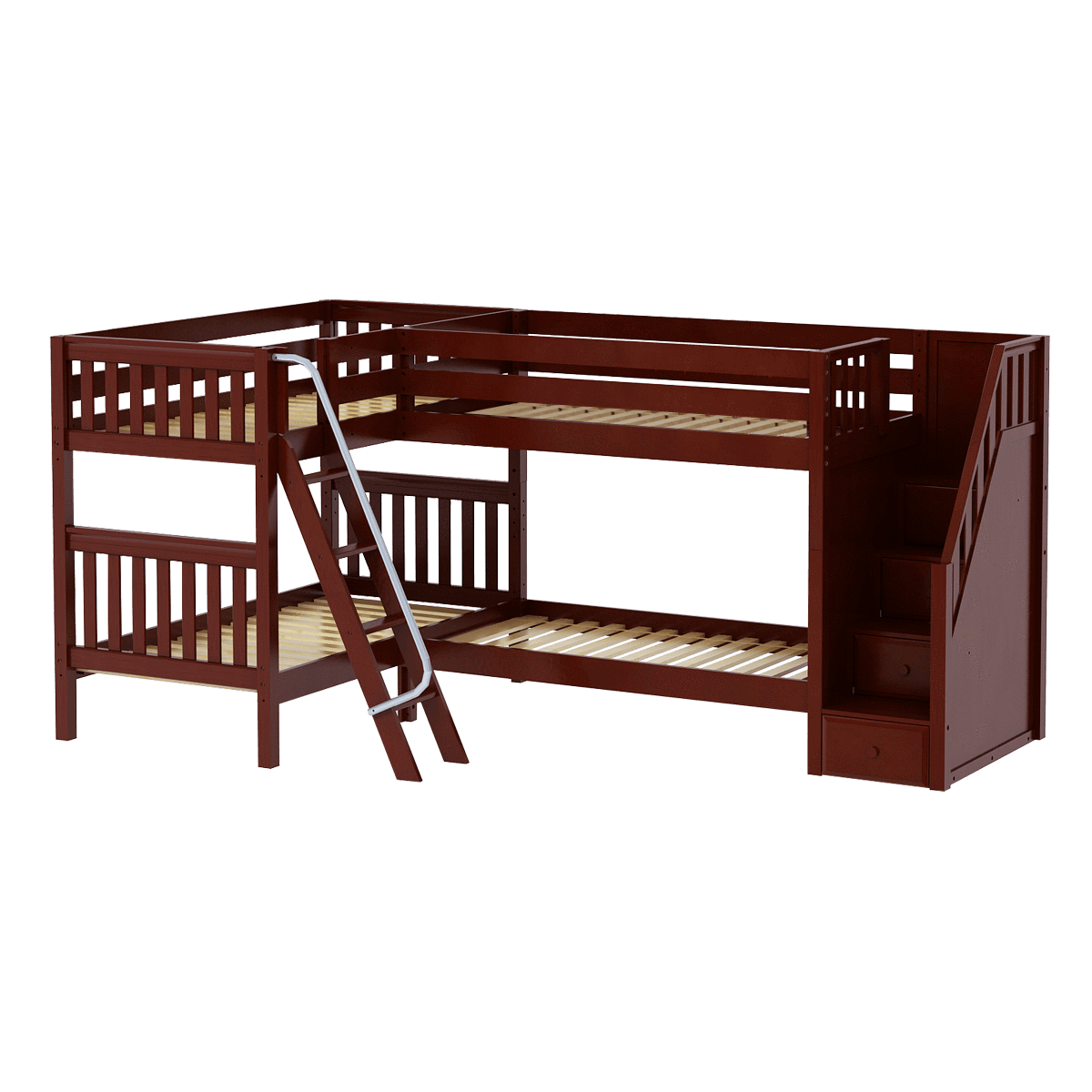 Maxtrix Twin Medium Corner Bunk Bed with Ladder + Stairs - R