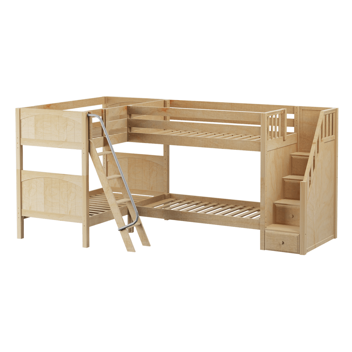 Maxtrix Twin Medium Corner Bunk Bed with Ladder + Stairs - R