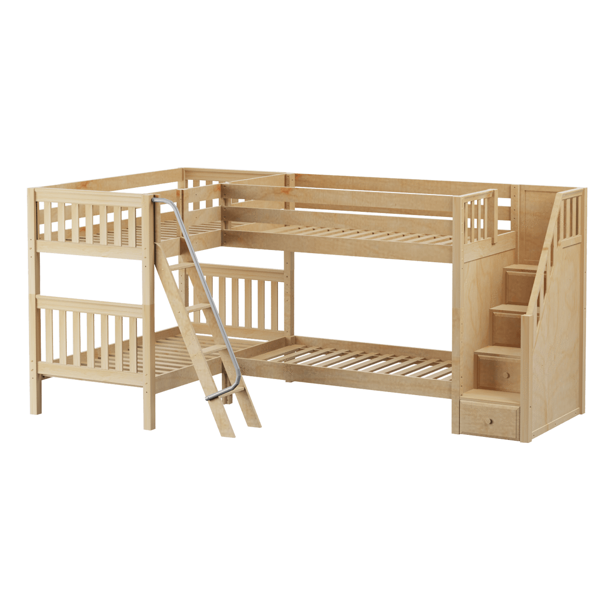 Maxtrix Twin Medium Corner Bunk Bed with Ladder + Stairs - R