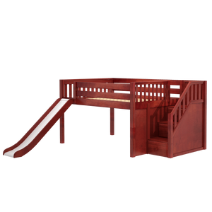 Maxtrix Full Low Loft Bed with Stairs + Slide