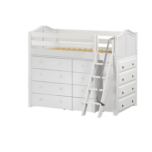Maxtrix Twin Mid Loft Bed with Ladder + Storage - Closeout!