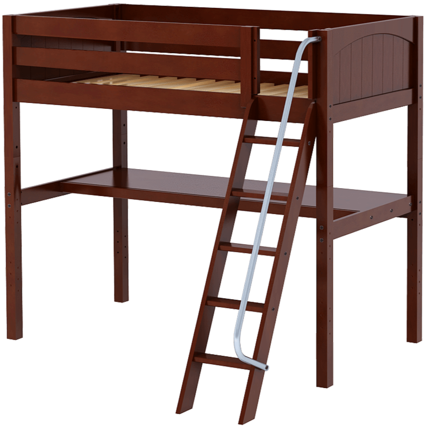 Maxtrix Twin High Loft Bed with Angled Ladder + Desk