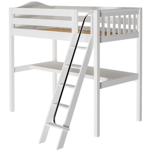 Maxtrix Twin High Loft Bed with Angled Ladder + Desk