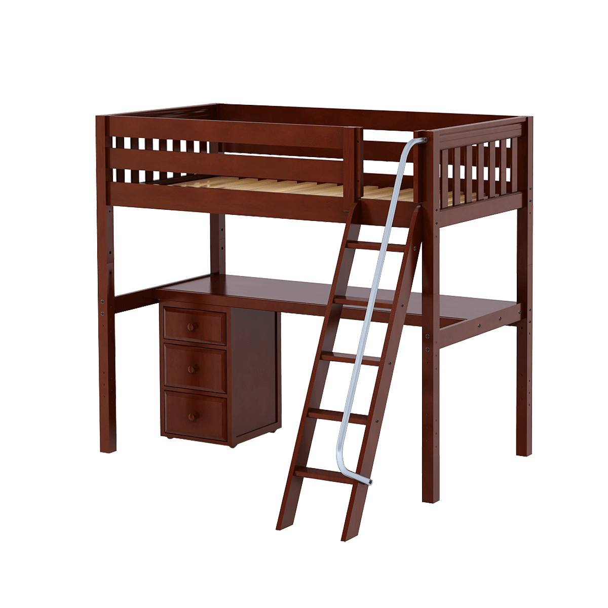 Maxtrix Twin High Loft Bed with Angled Ladder + Desk