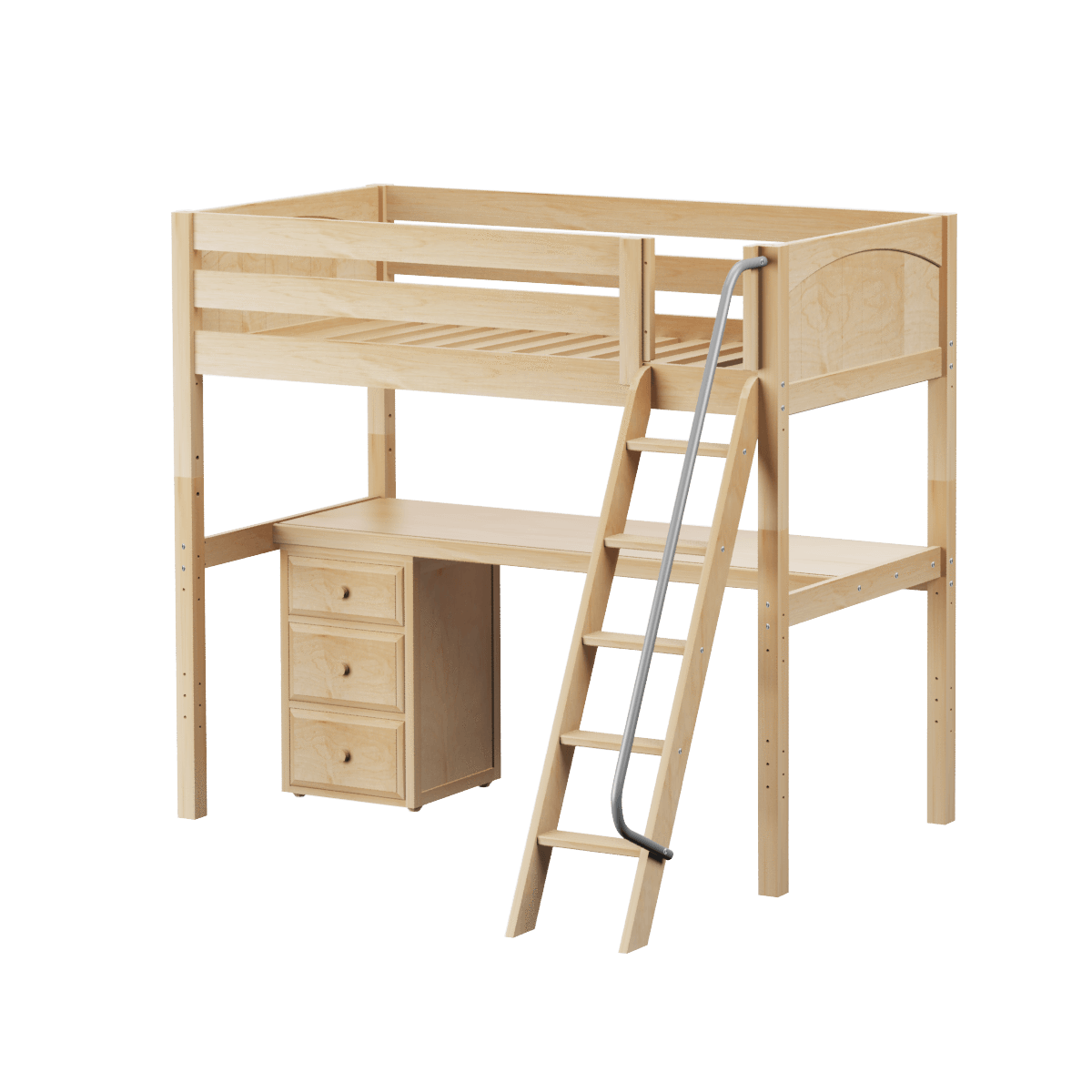 Maxtrix Twin High Loft Bed with Angled Ladder + Desk