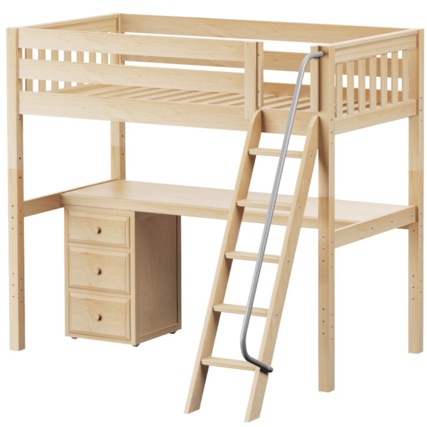 Maxtrix Twin High Loft Bed with Angled Ladder + Desk