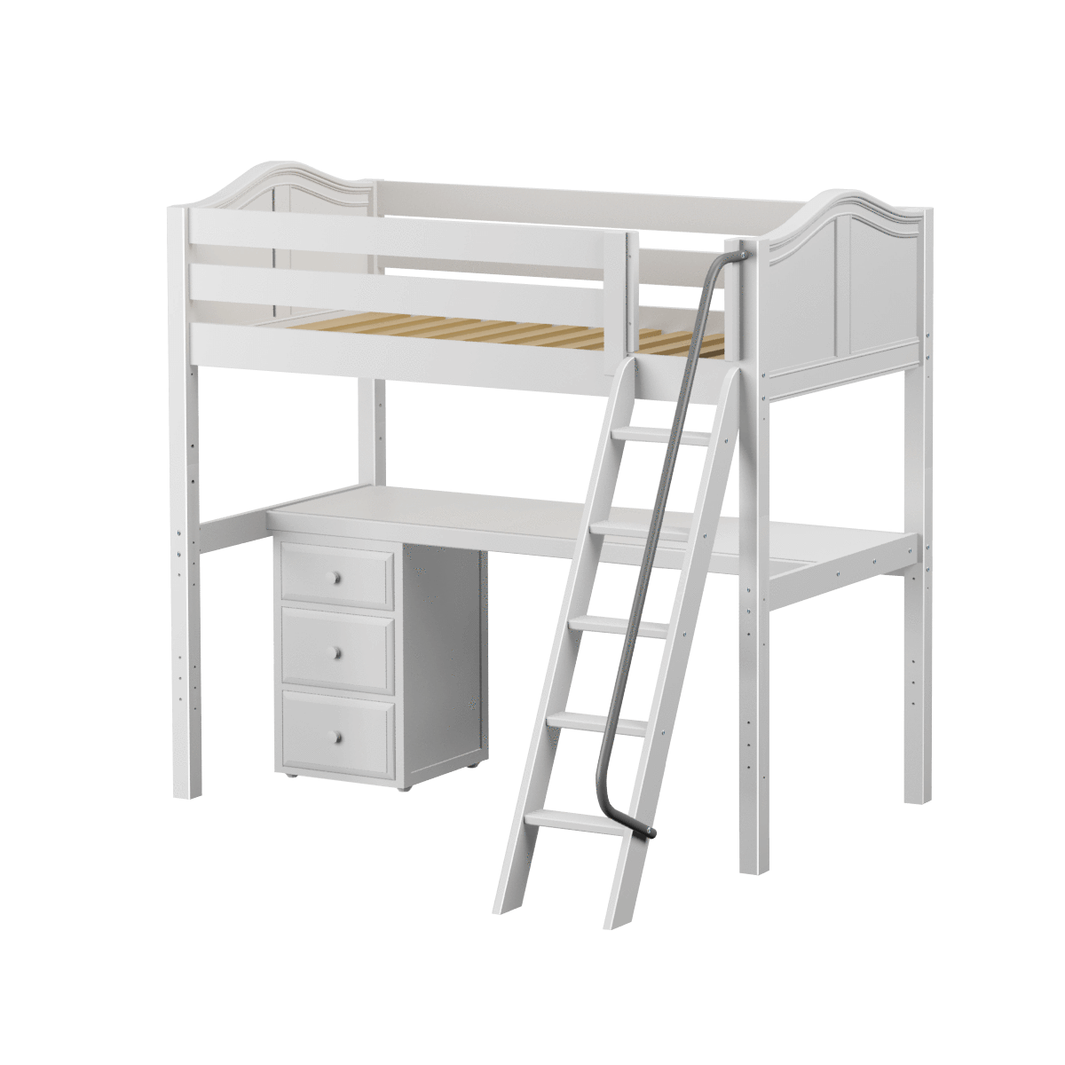 Maxtrix Twin High Loft Bed with Angled Ladder + Desk