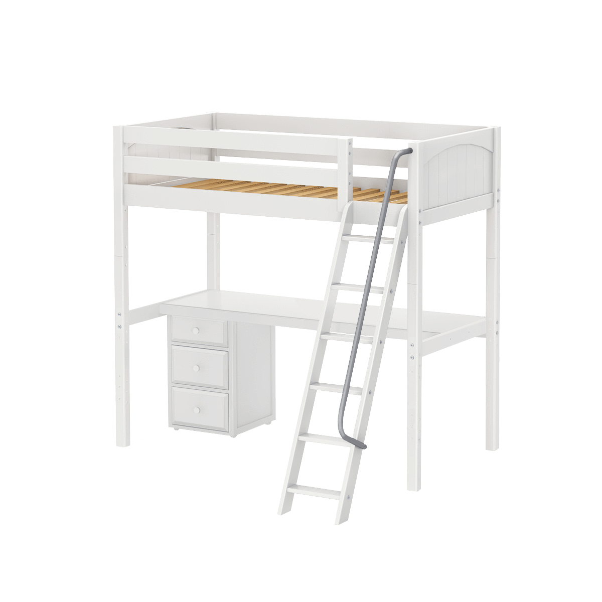 Maxtrix Twin High Loft Bed with Angled Ladder + Desk