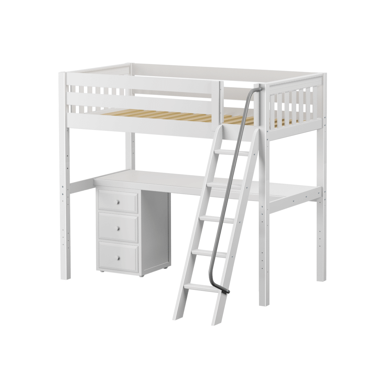 Maxtrix Twin High Loft Bed with Angled Ladder + Desk