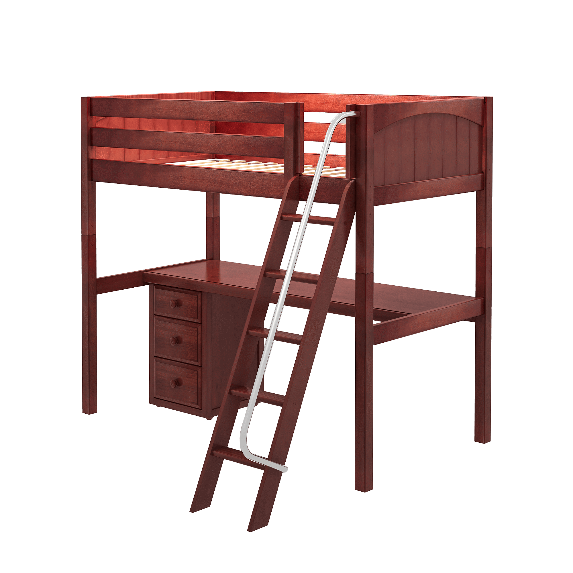 Maxtrix Twin High Loft Bed with Angled Ladder + Desk