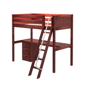Maxtrix Twin High Loft Bed with Angled Ladder + Desk