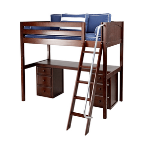 Maxtrix Twin High Loft Bed with Angled Ladder + Desk