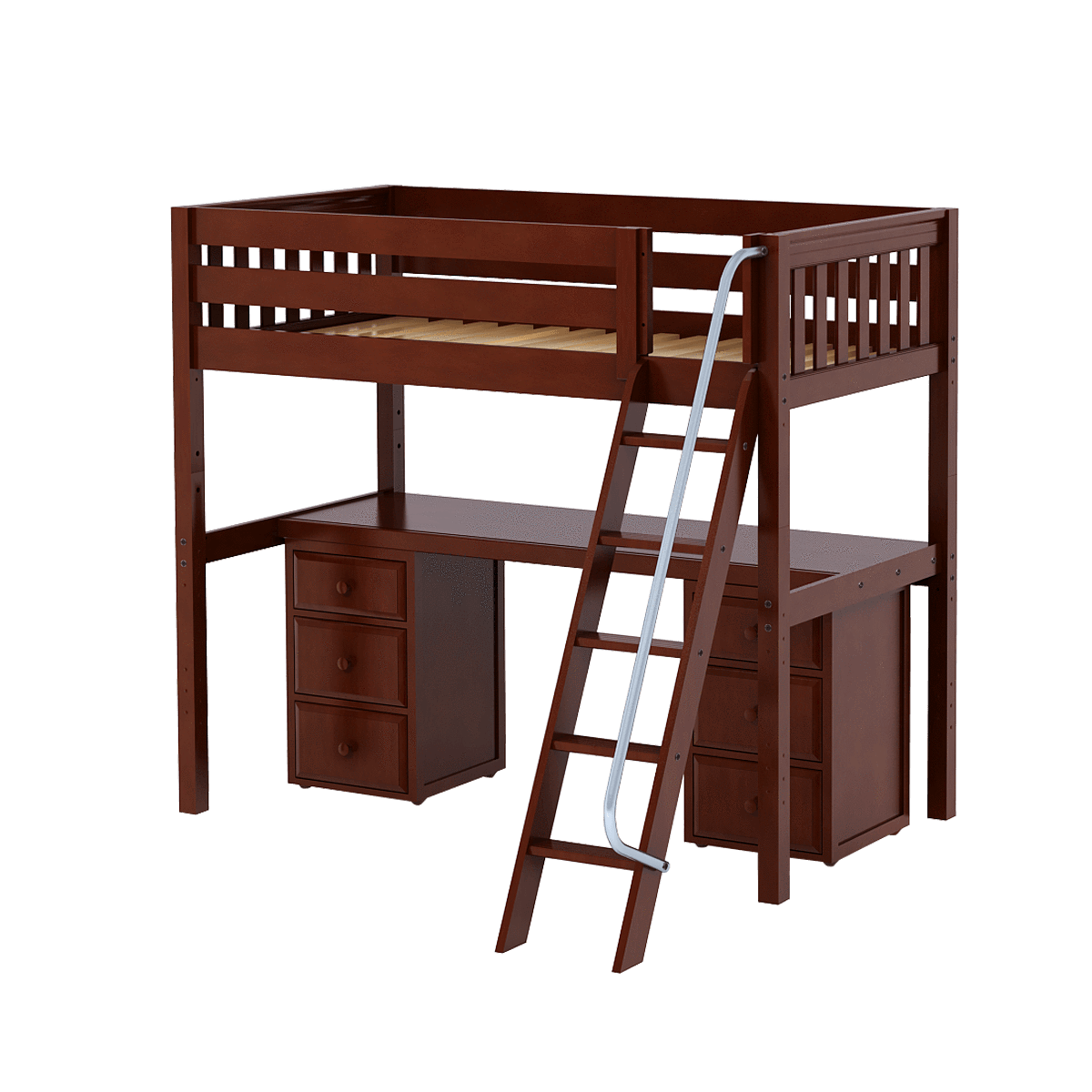 Maxtrix Twin High Loft Bed with Angled Ladder + Desk