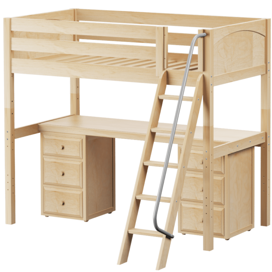 Maxtrix Twin High Loft Bed with Angled Ladder + Desk