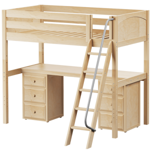 Maxtrix Twin High Loft Bed with Angled Ladder + Desk