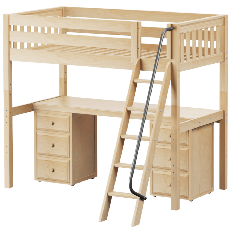 Maxtrix Twin High Loft Bed with Angled Ladder + Desk