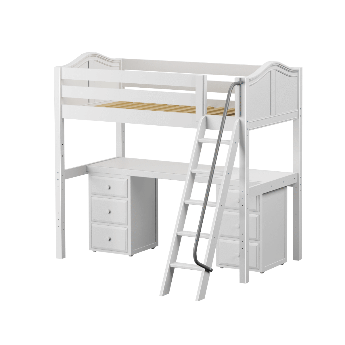 Maxtrix Twin High Loft Bed with Angled Ladder + Desk