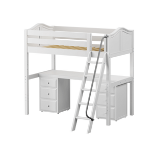 Maxtrix Twin High Loft Bed with Angled Ladder + Desk
