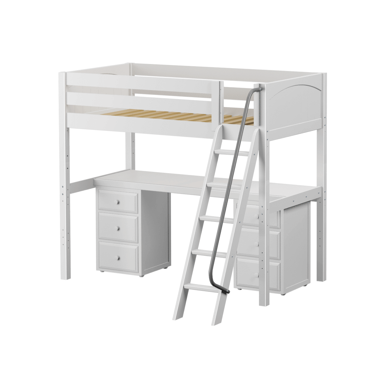 Maxtrix Twin High Loft Bed with Angled Ladder + Desk