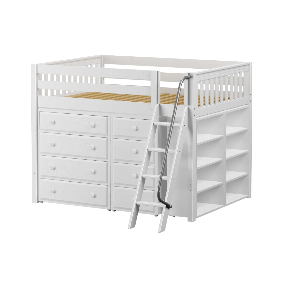 Maxtrix Full Mid Loft Bed with Ladder + Storage - Closeout!