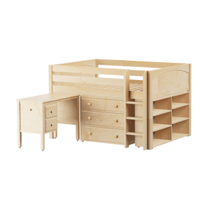 Maxtrix Full Low Loft Bed with Straight Ladder, Storage + Desk