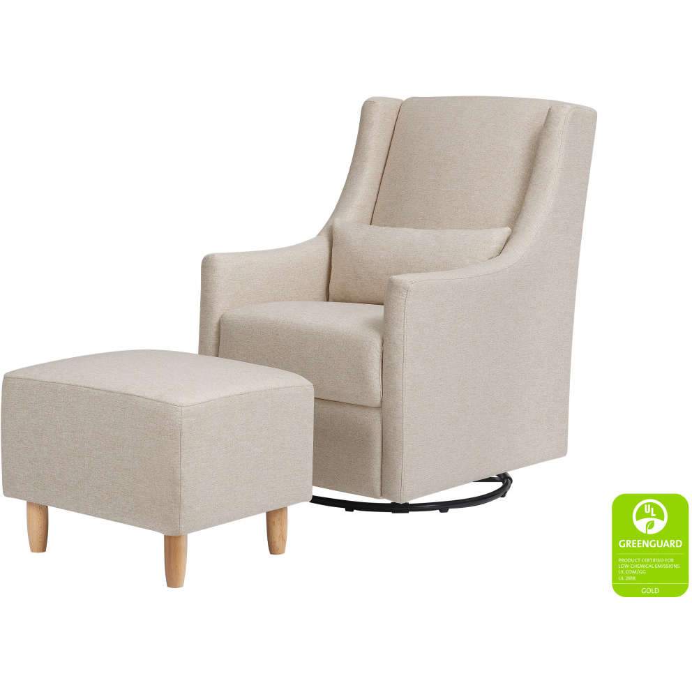 Babyletto kiwi swivel glider recliner with usb discount charging port in white linen
